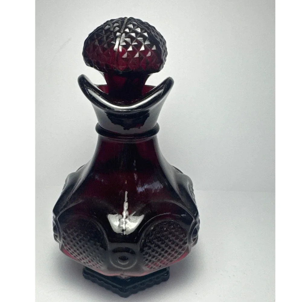 Avon Decanter Cruet Unisex OS Ruby Red Cape Cod Diamond Point Glass